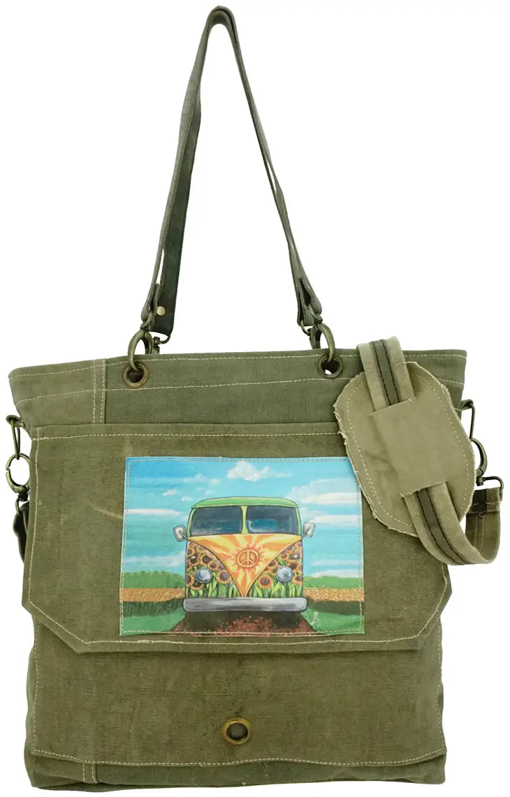 Upcycling Grand sac Vintage en toile de tente militaire