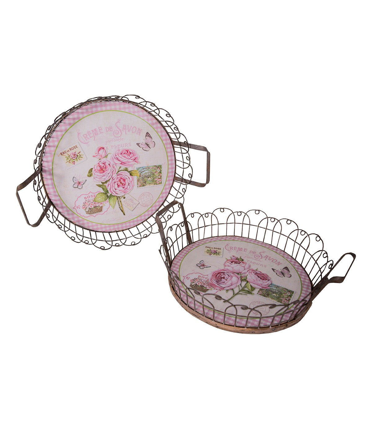 Lot de 2 plateaux Vintage fleuris