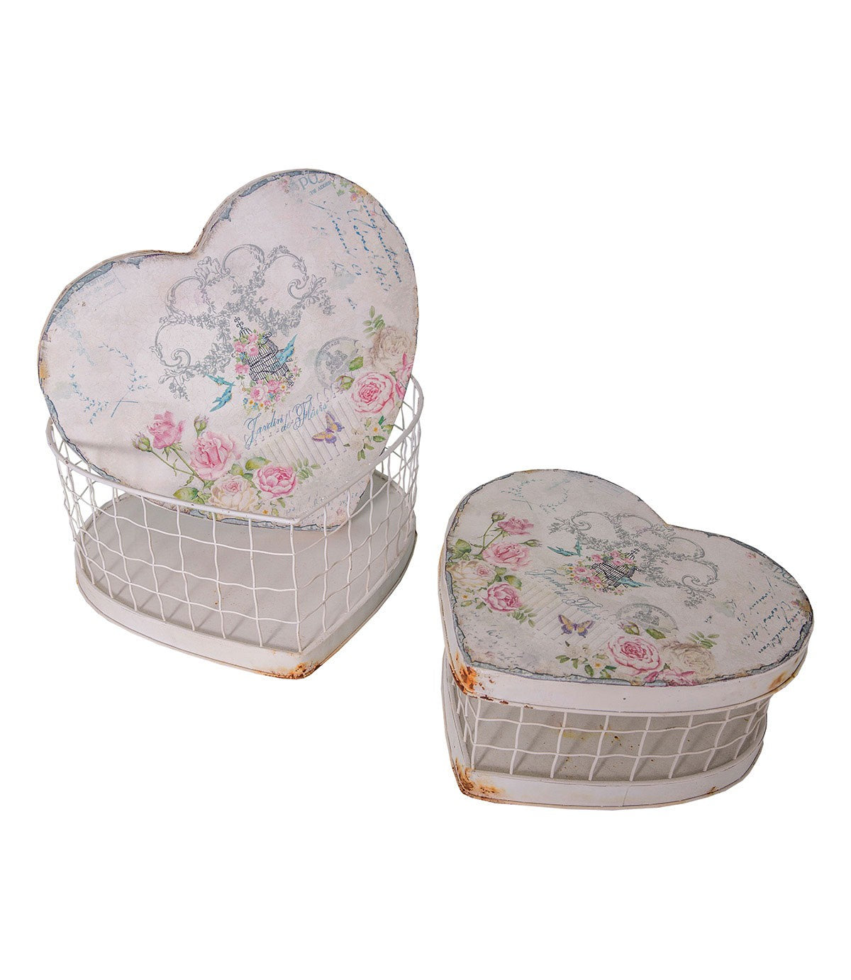 Set de 2 boites Vintage en forme de coeur