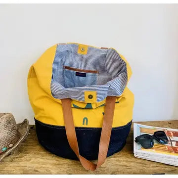 Sac de plage en toile recyclée jaune