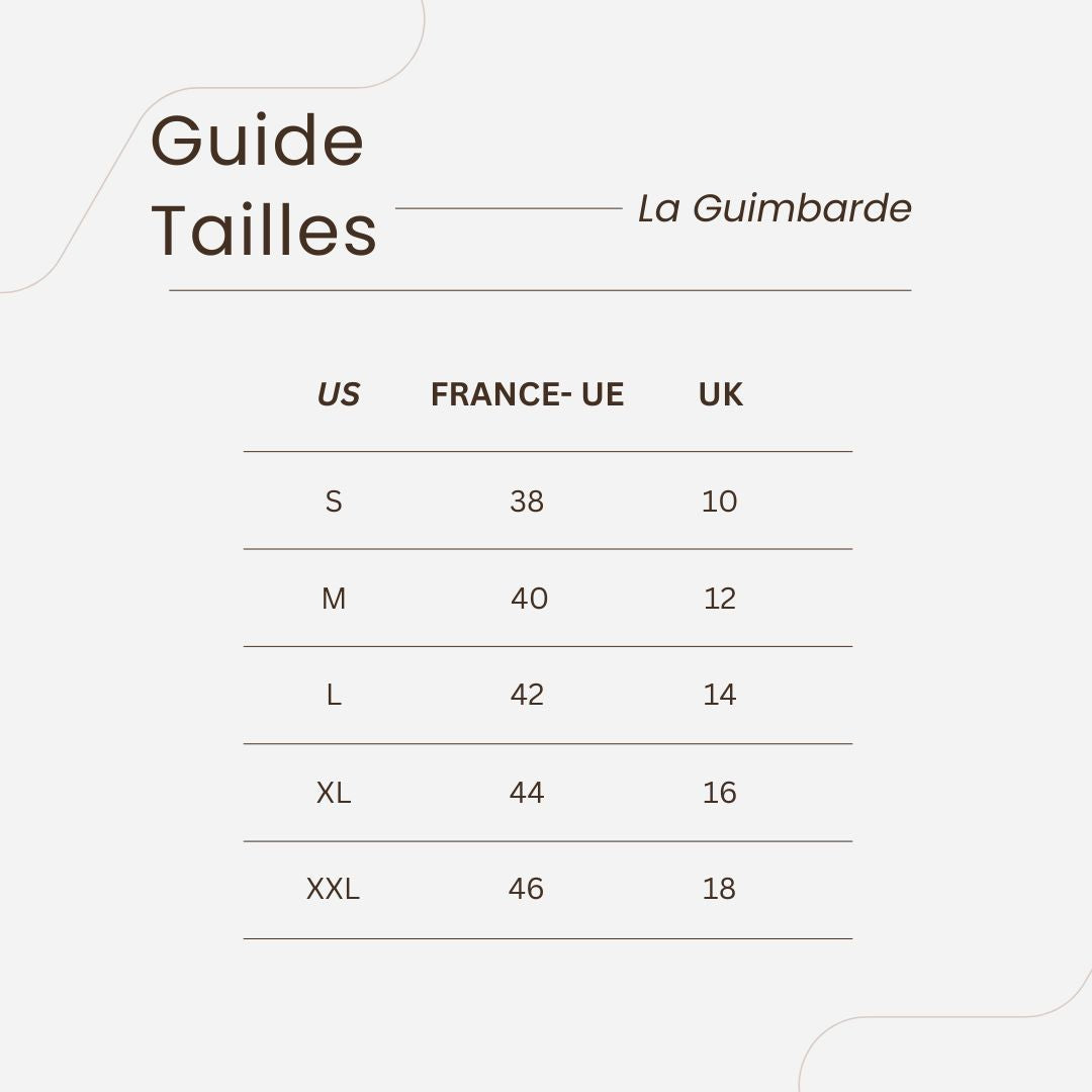 La Guimbarde : Guide des Tailles