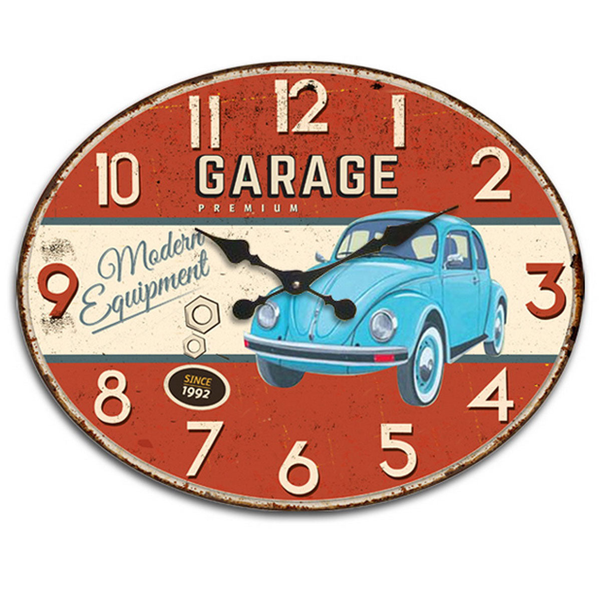 Horloge ovale " Garage Cox "
