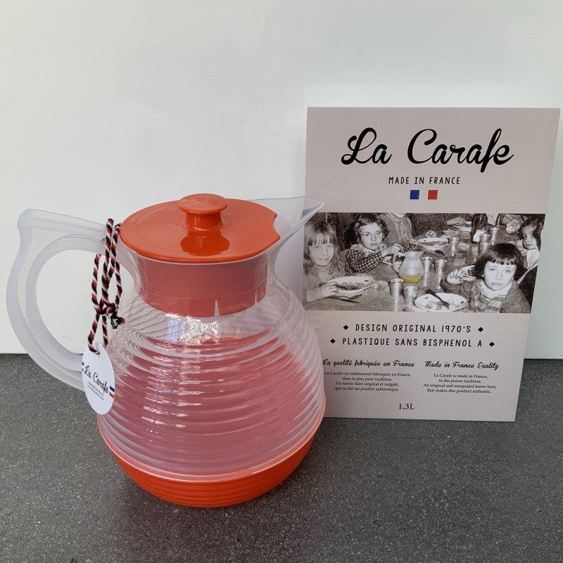 Déco La Guimbarde : Carafe rétro originale de "La Carafe" orange