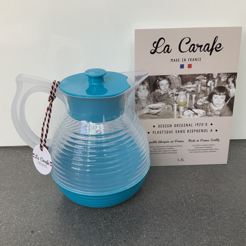 Déco La Guimbarde : Carafe rétro originale de "La Carafe" bleu
