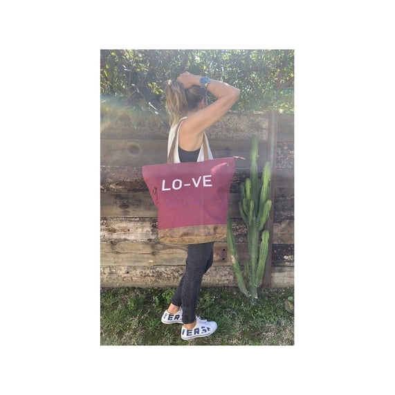 Sac de plage en toile recyclée avec fond en cuir