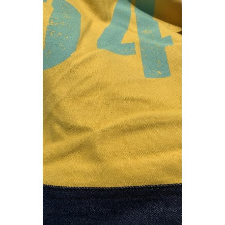Sac de plage jaune et bleu en toile recyclée
