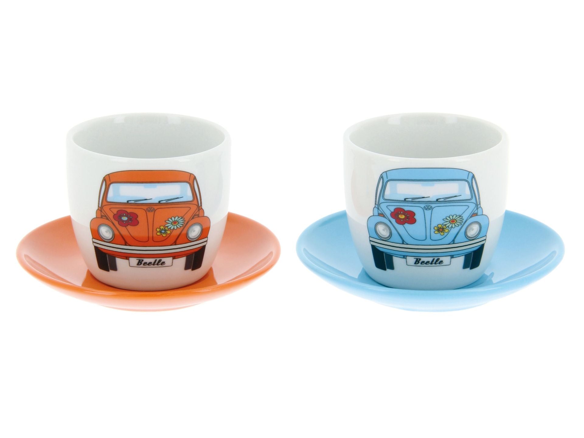 Nespresso Lume - Lot De 2 Tasses à Expresso Et Soucoupes | Porcelaine Blanche Mate Et Soucoupe Rouge Ocre