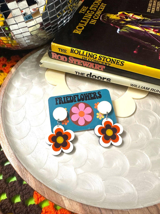 Boucles d'oreilles mini rétro à fleurs groovy
