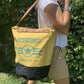 Sac en toile recyclée avec poignée et anses en simili cuir