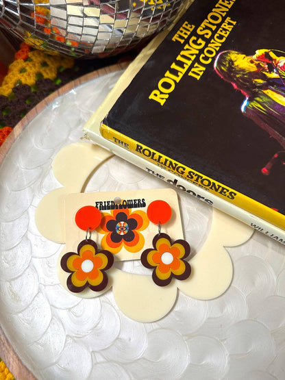 Boucles d'oreilles mini rétro à fleurs groovy