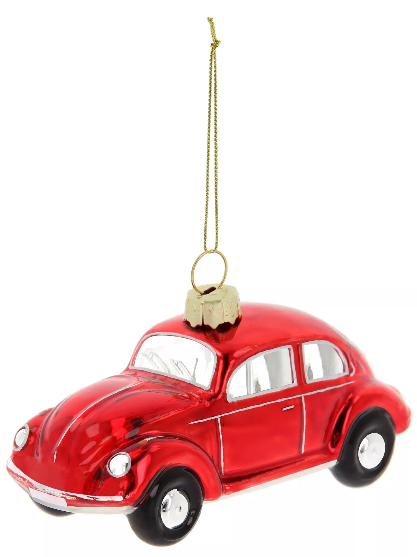 Sujet Coccinelle Volkswagen de Noël en verre dans un coffret cadeau