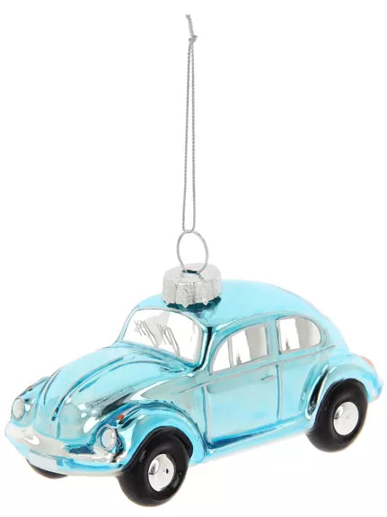 Sujet Coccinelle Volkswagen de Noël en verre dans un coffret cadeau