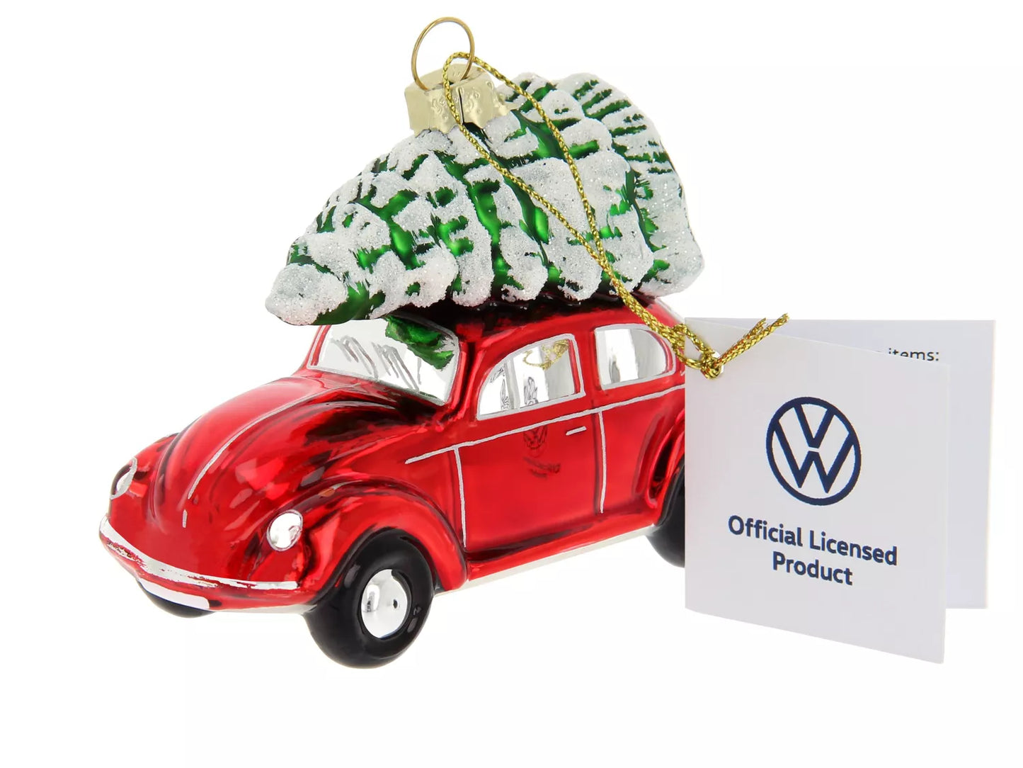 Sujet Coccinelle Volkswagen de Noël en verre dans un coffret cadeau