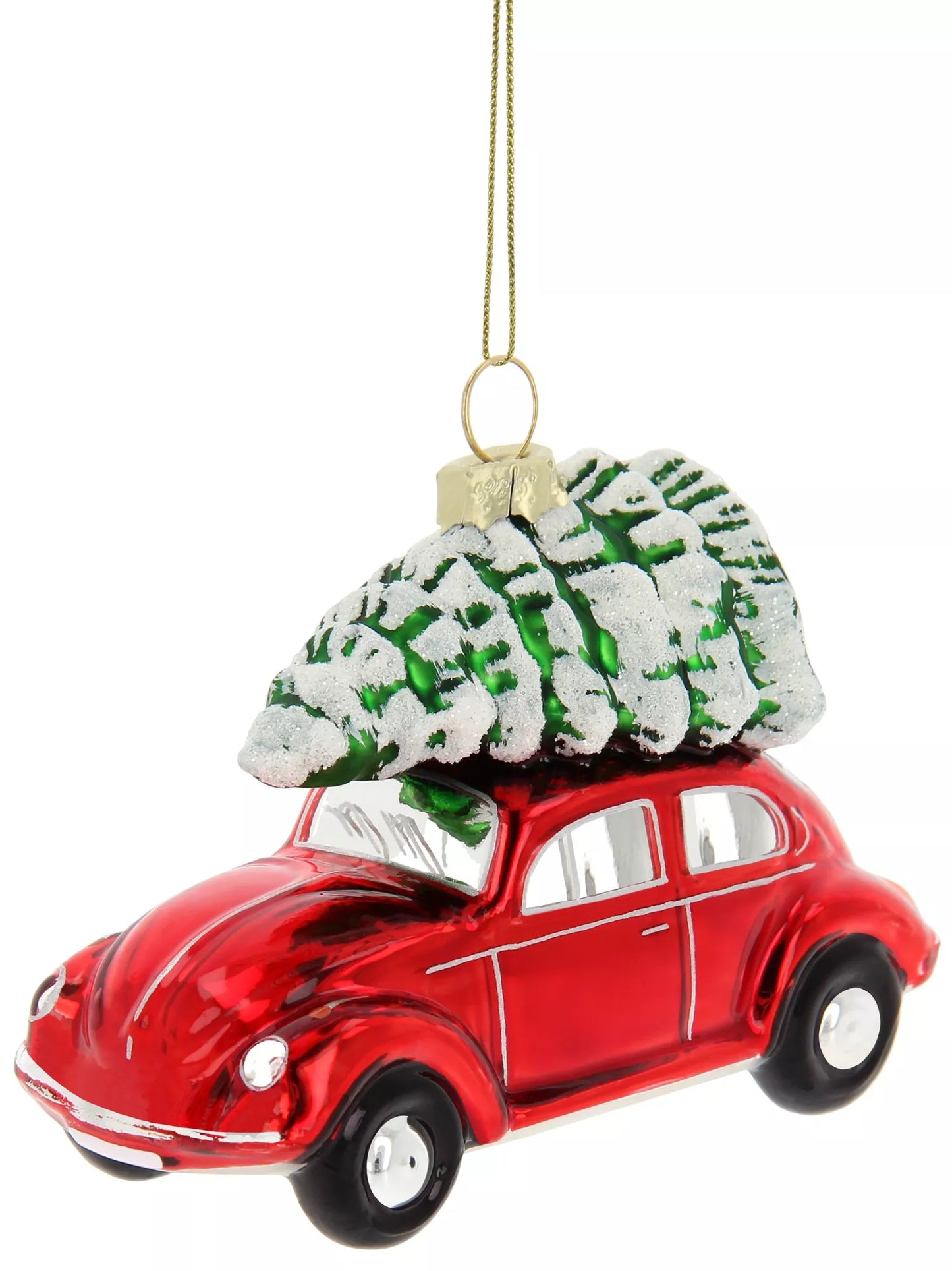 Sujet Coccinelle Volkswagen de Noël en verre dans un coffret cadeau