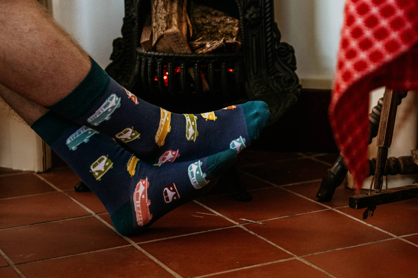 Chaussettes rétro avec motif de van vintage