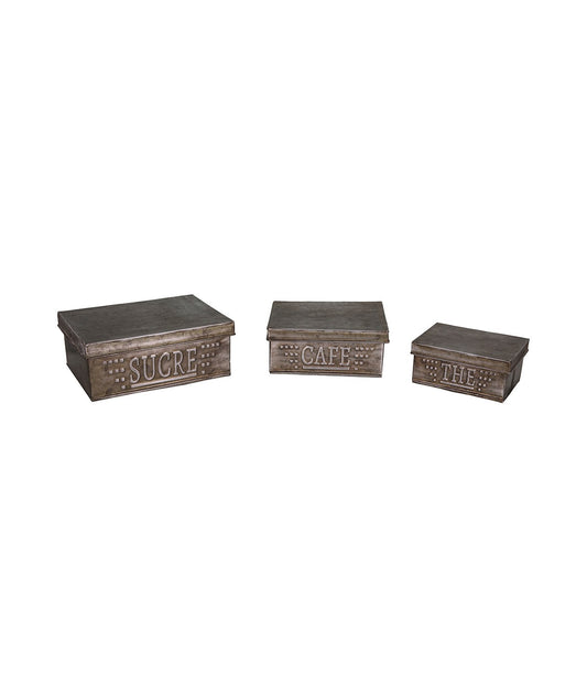 Set of 3 Vintage Zinc Boxes