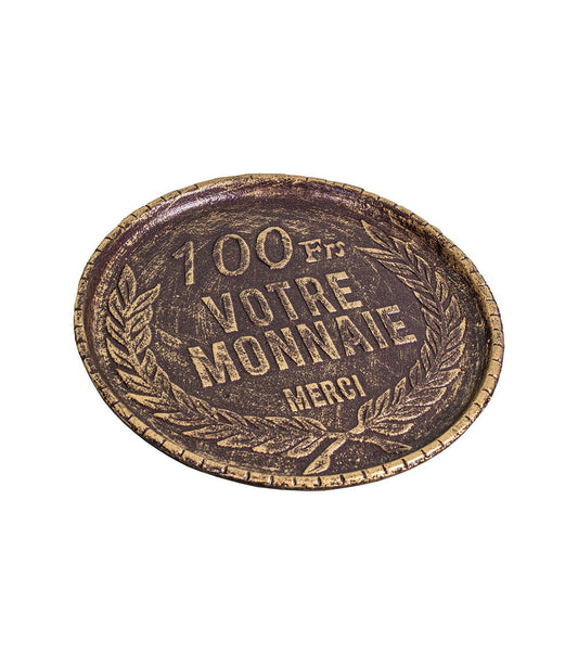Cup made change in the shape of a Franc