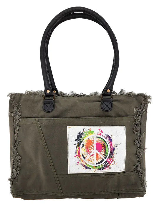 Upcycling Large bag made from military tent canvas