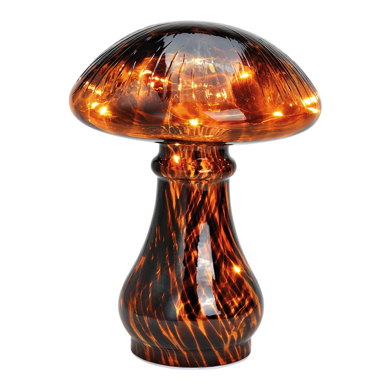 Champignon avec 20 LED, minuterie 6/18, en verre marron