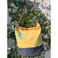 Sac de plage jaune et bleu en toile recyclée