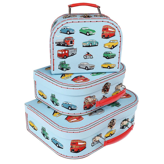 Storage cases with retro car designs (set of 3)