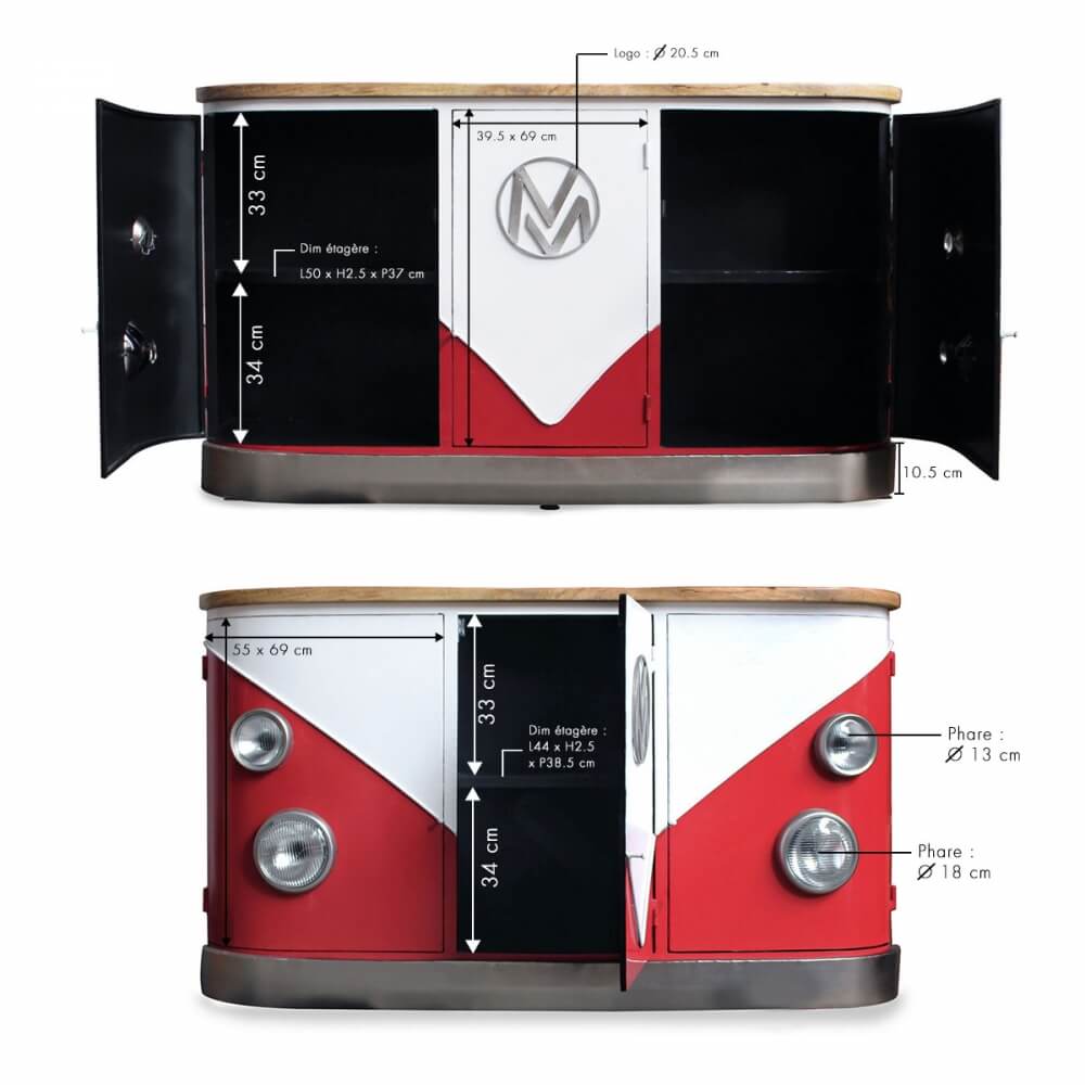 Combi Van Sideboard mit Mangoholzplatte