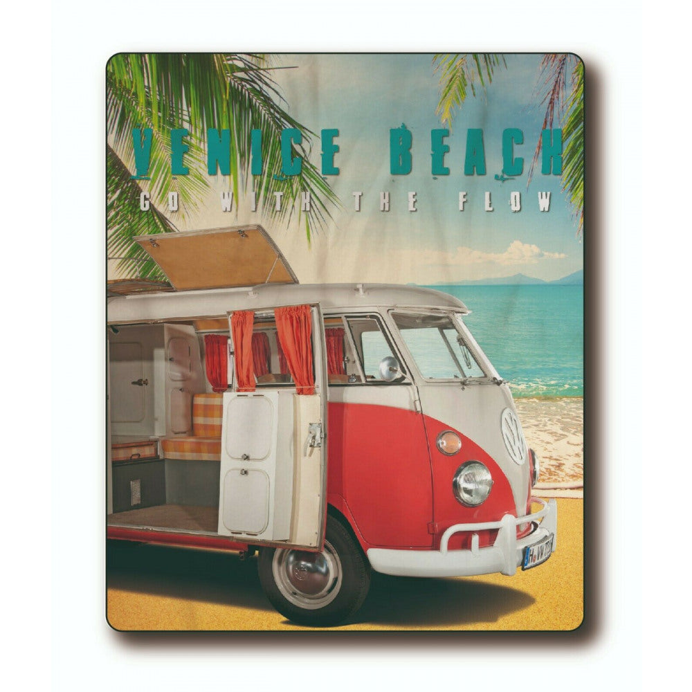 Volkswagen Bus Fleece Blanket - Beach Edition